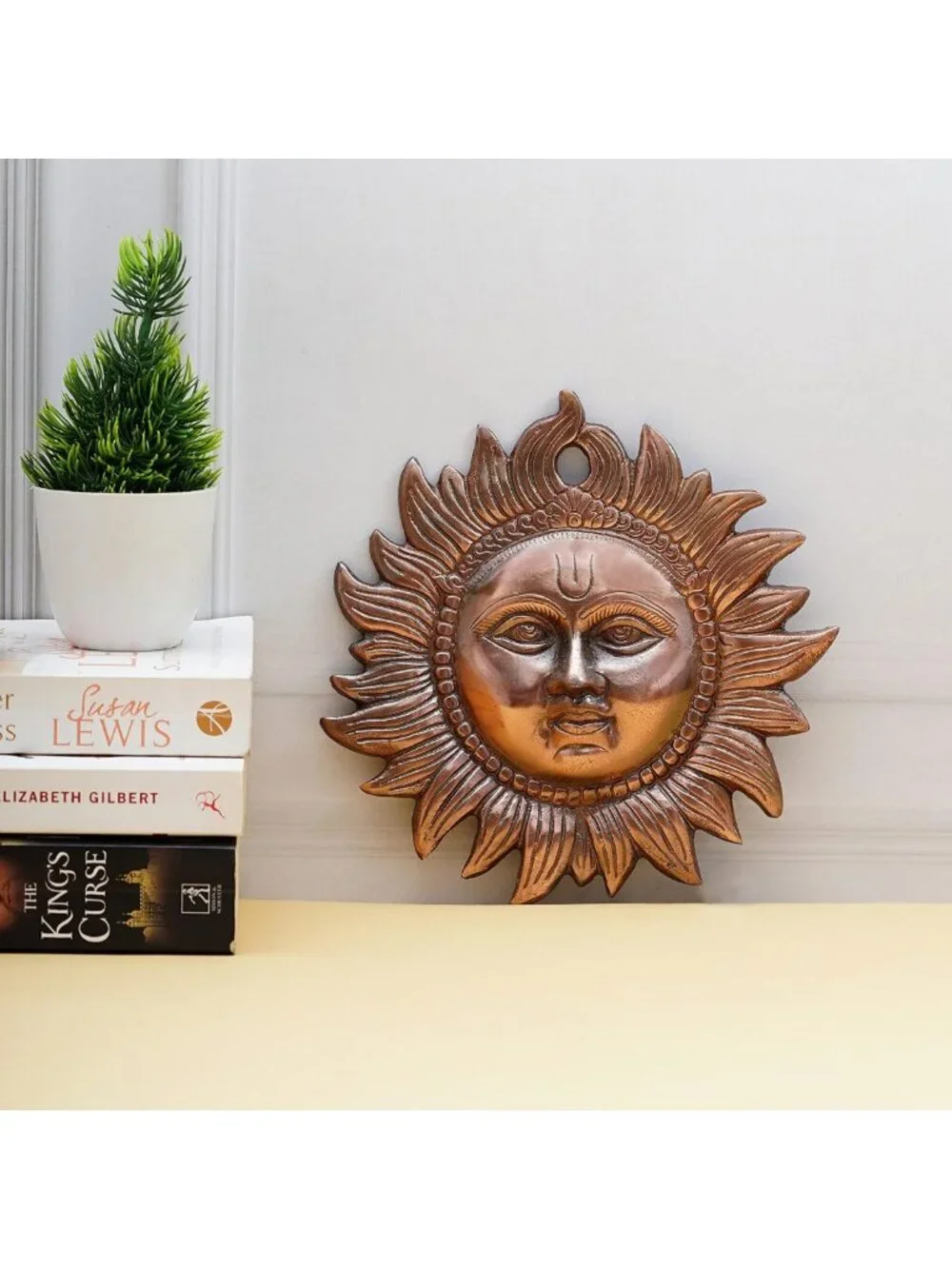 Metal Sun Idol Wall Decor - Good Luck Vastu Hanging Art for Living Room